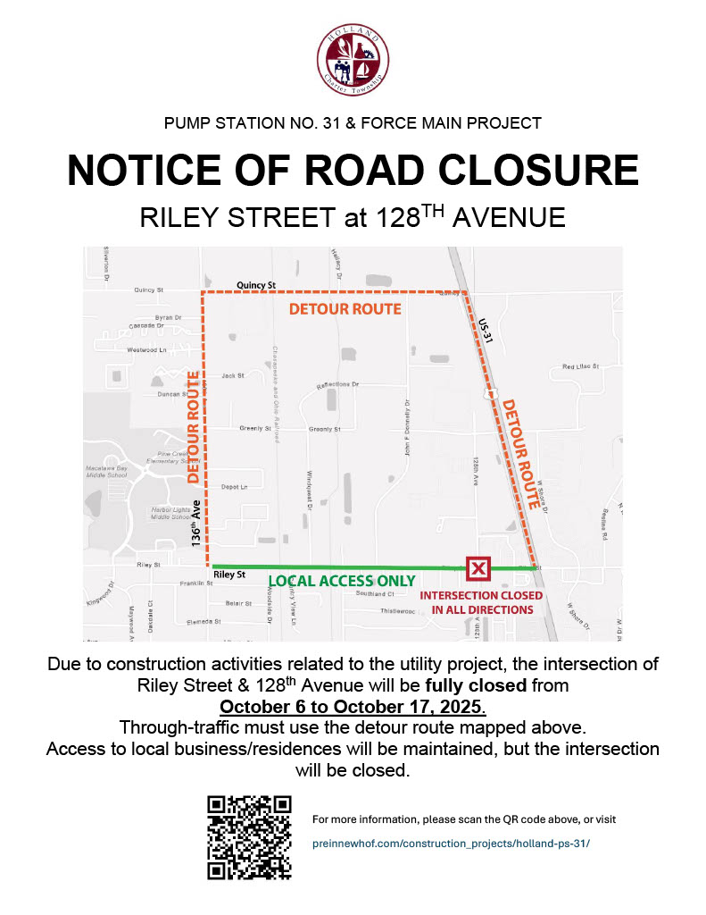 Riley and 128 Detour Notice